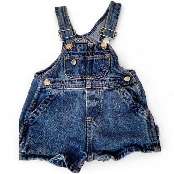 Vintage Ralph Lauren Baby Denim Bib Overalls 3–6M | Med Wash, Adj Straps & Snaps - Picture 2 of 12